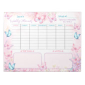 Wekelijkse Planner Vlinder Roze Paarse Bloemen Naa Notitieblok (Voorkant)