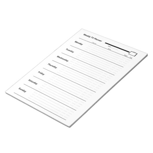 Wekelijkse tv-planner notitieblok (Schuin)