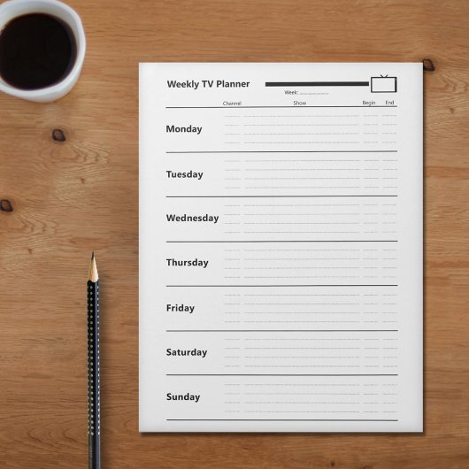 Wekelijkse tv-planner notitieblok