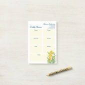 Wekelijkse Waterverf gele daggele ontwerp Post-it® Notes (Op bureau)
