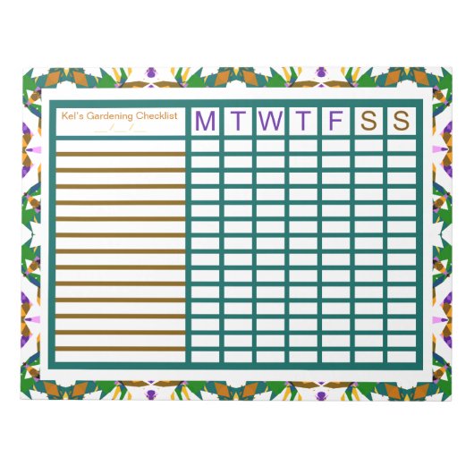 Wekelijkse weekrooster voor tuinbouw notitieblok (Voorkant)