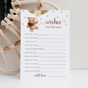 Wel wensen voor het Baby shower Teddy Bear Kaart