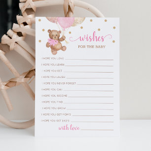 Wel wensen voor het Baby shower Teddybeer Kaart