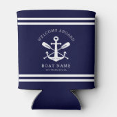 Welcome Aboard Boat Name Nautical Anchor | Blue Blikjeskoeler (Achterkant)
