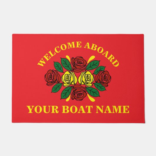 Welcome Aboard Custom Boat Name Red Deurmat (Voorkant)