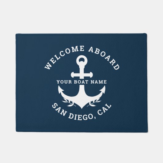 Welcome Aboard Nautica Blue Deurmat (Voorkant)