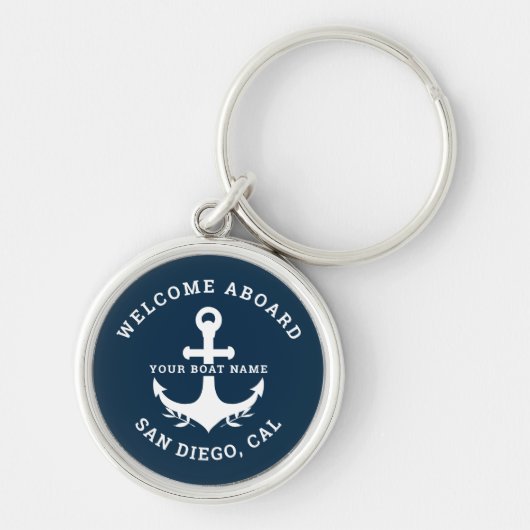 Welcome Aboard Nautica Blue Sleutelhanger (Voorkant)
