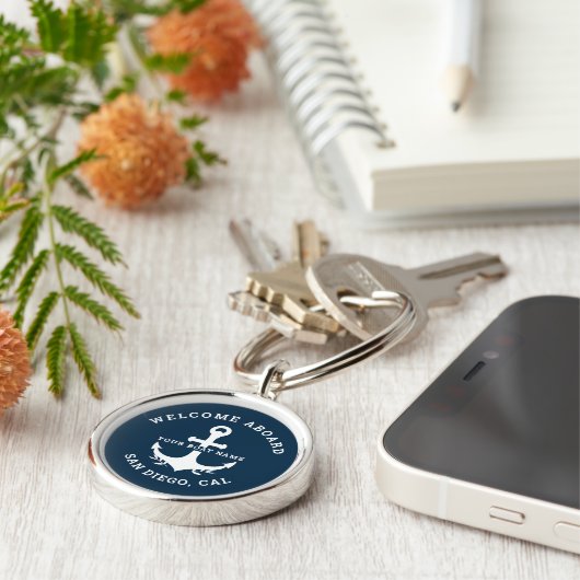 Welcome Aboard Nautica Blue Sleutelhanger (Zijkant)