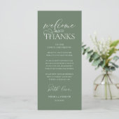 "Welcome and Thanks" Classy Reception Guest Card Programma (Staand voorkant)
