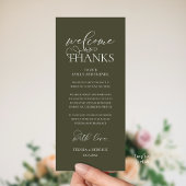 "Welcome and Thanks" Classy Reception Guest Card Programma