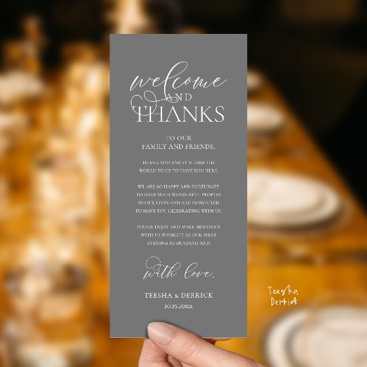 "Welcome and Thanks" Classy Reception Guest Card Programma