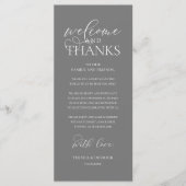 "Welcome and Thanks" Classy Reception Guest Card Programma (Voorkant)