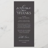 "Welcome and Thanks" Classy Reception Guest Card Programma (Voorkant)