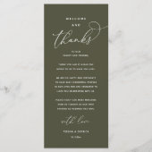 "Welcome and Thanks" Elegant Reception Guest Card Programma (Voorkant)