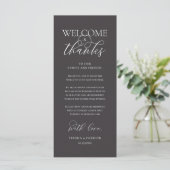 "Welcome and Thanks" Elegant Reception Guest Card Programma (Staand voorkant)
