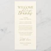 "Welcome and Thanks" Elegant Reception Guest Card Programma (Voorkant)