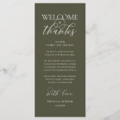 "Welcome and Thanks" Elegant Reception Guest Card Programma (Voorkant)