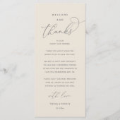 "Welcome and Thanks" Elegant Reception Guest Card Programma (Voorkant)
