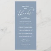 "Welcome and Thanks" Elegant Reception Guest Card Programma (Voorkant)