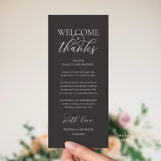 "Welcome and Thanks" Elegant Reception Guest Card Programma