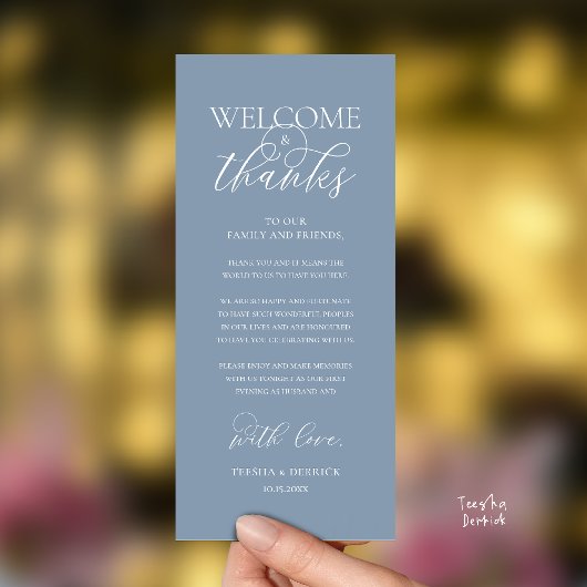 "Welcome and Thanks" Elegant Reception Guest Card Programma