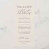 "Welcome and Thanks" Elegant Reception Guest Card Programma (Voorkant)