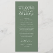 "Welcome and Thanks" Elegant Reception Guest Card Programma (Voorkant)