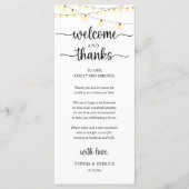 "Welcome and Thanks" Rustic Reception Guest Card Programma (Voorkant)
