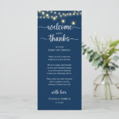 "Welcome and Thanks" Rustic Reception Guest Card Programma (Staand voorkant)