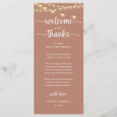 "Welcome and Thanks" Rustic Reception Guest Card Programma (Voorkant)
