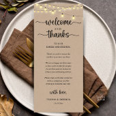 "Welcome and Thanks" Rustic Reception Guest Card Programma