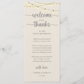 "Welcome and Thanks" Rustic Reception Guest Card Programma (Voorkant)