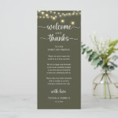 "Welcome and Thanks" Rustic Reception Guest Card Programma (Staand voorkant)