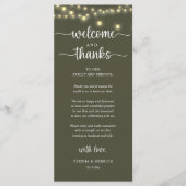 "Welcome and Thanks" Rustic Reception Guest Card Programma (Voorkant)