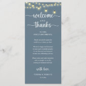 "Welcome and Thanks" Rustic Reception Guest Card Programma (Voorkant)
