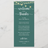 "Welcome and Thanks" Rustic Reception Guest Card Programma (Voorkant)