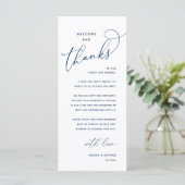 Welcome and Thanks, Wedding Dinner Thank You Card Programma (Staand voorkant)