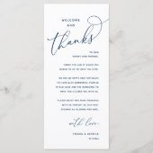 Welcome and Thanks, Wedding Dinner Thank You Card Programma (Voorkant)