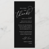 Welcome and Thanks, Wedding Dinner Thank You Card Programma (Voorkant)