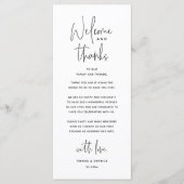 Welcome and Thanks, Wedding Dinner Thank You Card Programma (Voorkant)