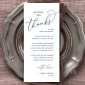 Welcome and Thanks, Wedding Dinner Thank You Card Programma