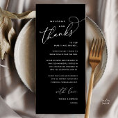 Welcome and Thanks, Wedding Dinner Thank You Card Programma