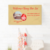 WELCOME Baby Foto Banner Red Egg and Ginger Party (Insitu)