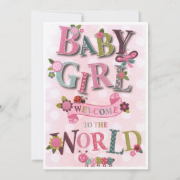 Welcome Baby Girl, carte de naissance