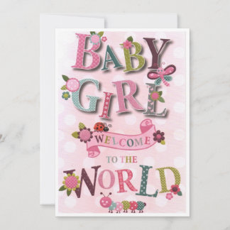 Welcome Baby Girl, geboortekaart Feestdagenkaart