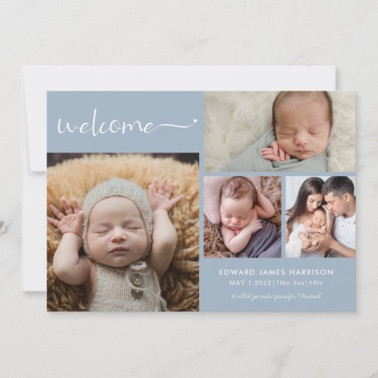 Welcome Baby Photo Collage Faire-part de naissance (Devant)