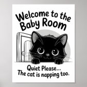 Welcome Baby Room Quiet Cat Napping Poster (Voorkant)