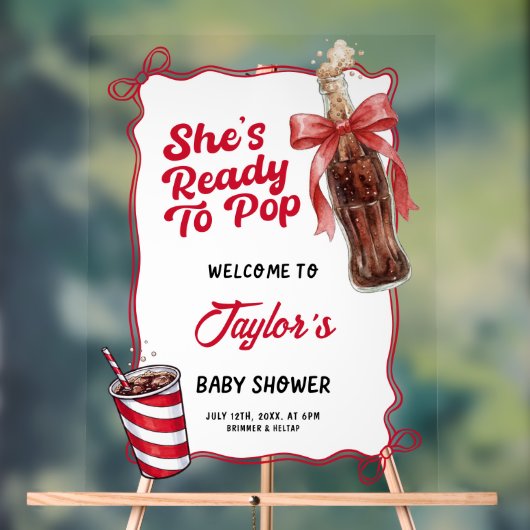 Welcome Baby Shower Acrylic Sign, Ready to Pop (Neutre)