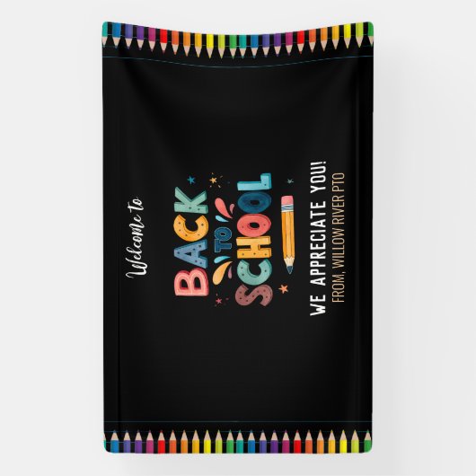Welcome Back to School  – Bright & Fun Classroom Spandoek (Verticaal)