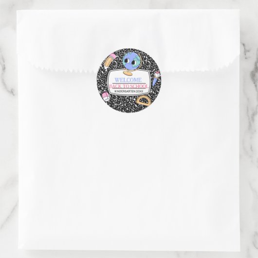 Welcome Back to school composition Notebook Ronde Sticker (Tas)